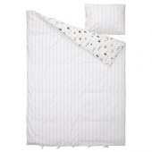 Tek Kişilik Nevresim Takımı, Beyaz-Çok Renkli IKEA 150x200/50x60 cm Pamuk Çiçek Desenli - 2