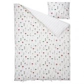 Tek Kişilik Nevresim Takımı, Beyaz-Çok Renkli IKEA 150x200/50x60 cm Pamuk Çiçek Desenli - 3