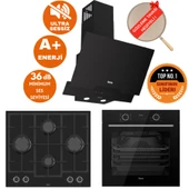 Ferre FryArt&SilentArt GLOW Sessiz Yeni Seri Siyah Ankastre  Set ( D063-SA + XE63CS + LN385 ) thumbnail 1