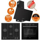 Ferre FryArt&SilentArt Venezia Sessiz Yeni Seri Siyah Ankastre  Set ( D086-SA + QXE62CS + LN385) thumbnail 1