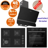 Ferre FryArt&SilentArt Aris Sessiz Yeni Seri Siyah Ankastre  Set ( D080-SA + XE63CS +SC405-WFA wok) thumbnail 1