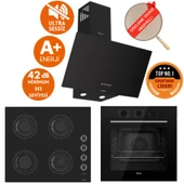 Ferre FlowArt&SilentArt CELTA Sessiz Siyah Ankastre  Set ( D086-SA + QBL62CS +CS205-FA FlameART ) thumbnail 1