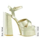 Erkan Saçmacı Whitney Dore Croco Önü Arkası Açık Çift Platformlu Bantlı Kalın Topuklu Abiye Ayakkabı thumbnail 2