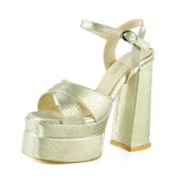 Erkan Saçmacı Whitney Dore Croco Önü Arkası Açık Çift Platformlu Bantlı Kalın Topuklu Abiye Ayakkabı thumbnail 6