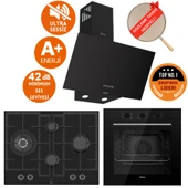 Ferre FlowArt&SilentArt VALENCIA Sessiz Siyah Ankastre  Set ( D086-SA + QBL62CS + ED075-WFA Wok ) thumbnail 1