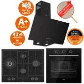 Ferre FryArt&SilentArt Jona Sessiz Yeni Seri Siyah Ankastre Set (D086-SA + QXE62CS + ED075-WFA wok) thumbnail 1