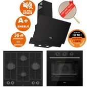 Ferre FryArt&SilentArt OSCAR Sessiz Yeni Seri Siyah Ankastre  Set ( D063-SA + QXE62CS + LN385) thumbnail 1