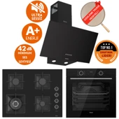 Ferre FryArt&SilentArt RAYO Sessiz Yeni Seri Siyah Ankastre  Set ( D086-SA + XE63CS +SC405-WFA wok) thumbnail 1