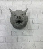 Kurt Başı Duvar Aksesuarı Gri Renk Asılabilir Hediyelik Figür thumbnail 1