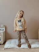 KIZ ÇOCUK KEDİ DESENLİ LEOPAR MODELLİ 3 İPLİK TAKIM thumbnail 3
