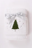 %100 Pamuk 2'li Çam Ağacı Nakışlı Yılbaşı 50x70 Happy New Year El/Yüz Havlusu Yeni yıl thumbnail 2