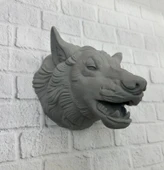 Kurt Başı Duvar Aksesuarı Gri Renk Asılabilir Hediyelik Figür thumbnail 2