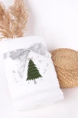 %100 Pamuk 2'li Çam Ağacı Nakışlı Yılbaşı 50x70 Happy New Year El/Yüz Havlusu Yeni yıl thumbnail 1