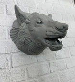 Kurt Başı Duvar Aksesuarı Gri Renk Asılabilir Hediyelik Figür thumbnail 5