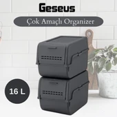 Geseus Motek 8 Lt Organizer 2’li Çok Amaçlı Kapaklı Saklama Kutusu thumbnail 2