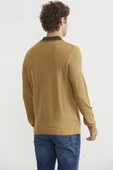 Polo Yaka Yünlü Triko Kazak - Kamel thumbnail 5