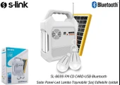 S-Link SL-8699 FM-CD Card-USB-Bluetooth Solar Panel-Led Lamba Taşınabilir Şarj Edilebilir Işıldak thumbnail 4