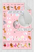 Dijital Baskılı Dekoratif Kaymaz Taban Yıkanabilir Alfabe Temalı Eğitici ve Öğretici Çocuk Halısı Pembe 80 x 150 cm thumbnail 8
