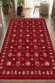 Dijital Baskılı Renkli Kilim Desenli Kaymaz Taban Yıkanabilir Halı 120 x 180 cm Bordo thumbnail 1