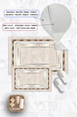 Dijital Baskı Çerçeve Desenli Kaymaz Taban 2li Set Banyo Paspası Klozet Takımı (50x60cm-60x100cm) Krem Tek Ebat thumbnail 2