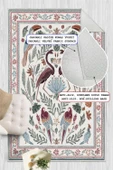 Dijital Baskılı Renkli Flamingo Desenli  Kaymaz Taban Yıkanabilir Halı Çok Renkli 100 x 150 cm thumbnail 3