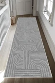 Geometrik Desenli Dekoratif Kaymaz Taban Yıkanabilir Yolluk Antre Hol Halısı 180 x 280 cm Gri thumbnail 2