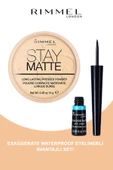 RIMMEL LONDON Stay Matte Powder 001 - Transparent + Siyah Eyeliner - Exaggerate Waterproof Eyeliner thumbnail 1
