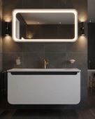 Pion 120 CM Lavabo Dolabı Beyaz Antrasit ve Led Ayna thumbnail 2