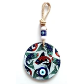 Balık Desenli Nazar Boncuklu Füzyon Cam Duvar Dekoru thumbnail 1