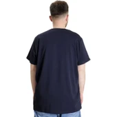 Büyük Beden T-Shirt V Yaka Likralı 20150 Lacivert thumbnail 4