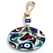 Balık Desenli Nazar Boncuklu Füzyon Cam Duvar Dekoru thumbnail 2