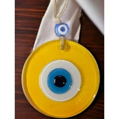 Şeffaf Sarı Nazar Boncuklu Duvar Süsü 10 Cm Cam Duvar Dekoru thumbnail 3