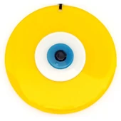 Sarı Renk Nazar Boncuklu 20 Santimetre El Yapımı Cam Duvar Süsü thumbnail 3