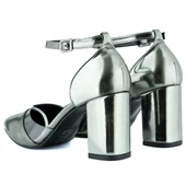 Erkan Saçmacı Aurora Platin Ayna Şeffaf Tasarım Sivri Burun Kalın Topuklu Klasik Ayakkabı thumbnail 5