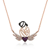 Gümüş Rose Kalpli Anne Ve Çocuk Kolye thumbnail 1