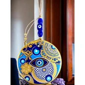 Çini Gold Desen Nazar Boncuklu Gözlü Duvar Süsü thumbnail 2