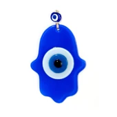 Nazar Boncuklu Mavi Renk Fatma Ana Bereket Eli Cam Duvar Süsü thumbnail 3