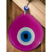 Mavi Nazar Boncuklu Pembe Renk Nazar Boncuklu Damla Desen El Yapımı Duvar Süsü thumbnail 2