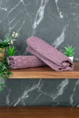 Tuğla Desenli 2li Ayak Havlusu - 50x70 cm - Su Emici Banyo Paspası Seti - Bordo thumbnail 4