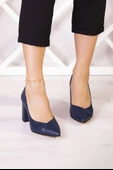 Erkan Saçmacı Belinda Lavivert Vegan Sivri Burun Kalın Topuklu Klasik Ayakkabı thumbnail 2