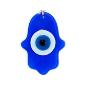 Nazar Boncuklu Mavi Renk Fatma Ana Bereket Eli Cam Duvar Süsü thumbnail 1