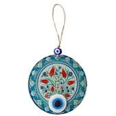 Nazar Boncuklu Lale Desenli Füzyon Cam Duvar Süsü thumbnail 2