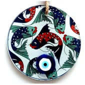 Balık Desenli Nazar Boncuklu Füzyon Cam Duvar Dekoru thumbnail 3