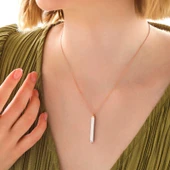 Gümüş Rose İsim Yazılabilen Açılır Çubuk Kadın Kolye thumbnail 2