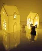 Kış Evleri Mini Geyik Mumluk Noel Yılbaşı Süsü Dekoratif Biblo Tealight Mumluk Seti Mumlar Dahildir thumbnail 7