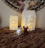 Kış Evleri Mini Geyik Mumluk Noel Yılbaşı Süsü Dekoratif Biblo Tealight Mumluk Seti Mumlar Dahildir thumbnail 2