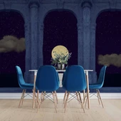 3D Taş Sutün ve Gece Ay Manzarası Duvar Kağıdı Baskı thumbnail 5