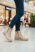 Ayakmod Bej Cilt Polarlı Kaymaz Taban Kadın Topuklu Bot 224581 Z thumbnail 3