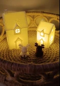 Kış Evleri Mini Geyik Mumluk Noel Yılbaşı Süsü Dekoratif Biblo Tealight Mumluk Seti Mumlar Dahildir thumbnail 6