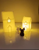 Kış Evleri Mini Geyik Mumluk Noel Yılbaşı Süsü Dekoratif Biblo Tealight Mumluk Seti Mumlar Dahildir thumbnail 9